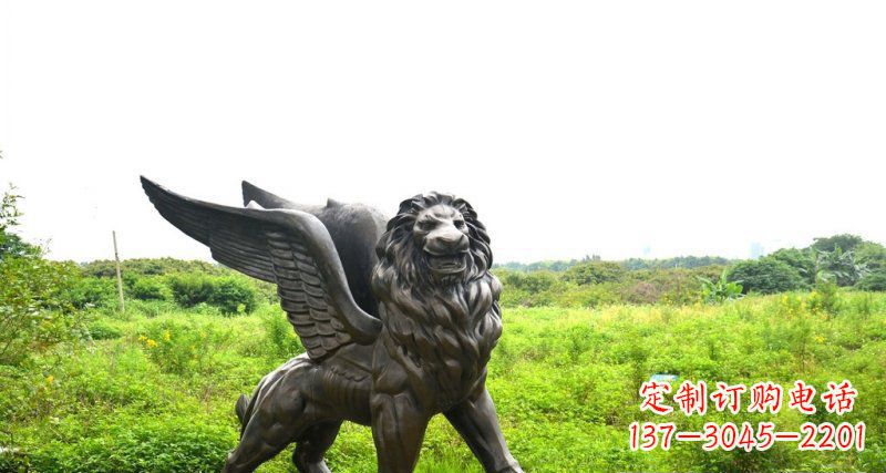 安阳公园飞狮动物铜雕