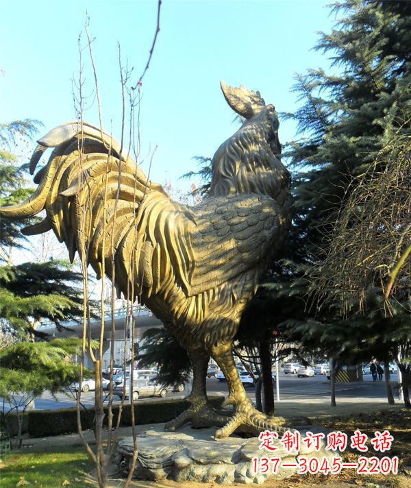 安阳公园公鸡动物铜雕