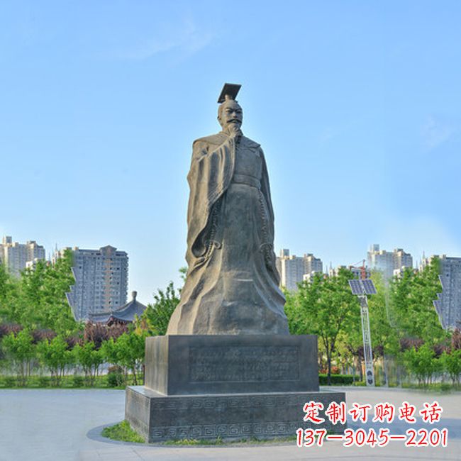 安阳公园广场历史名人,青石隋文帝杨坚雕塑