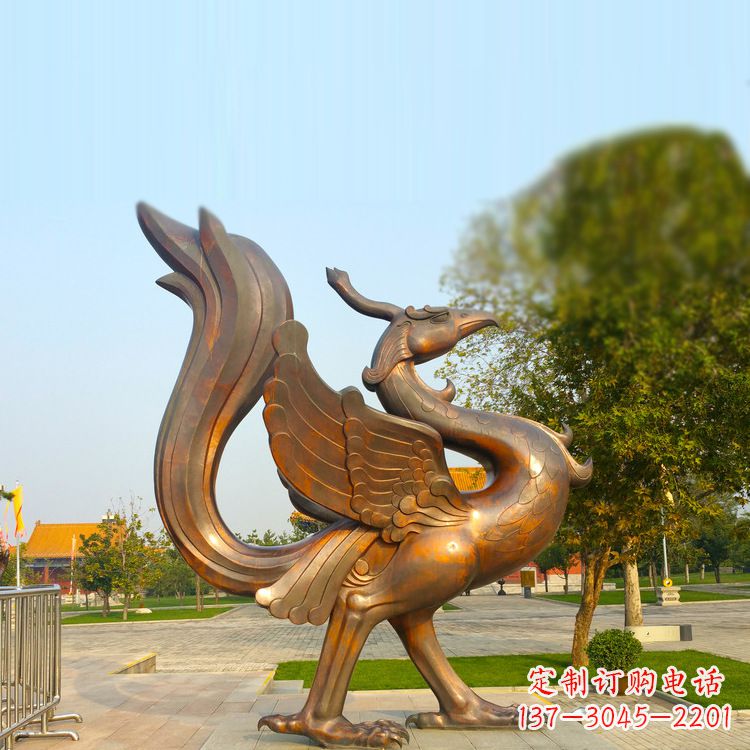 安阳公园广场四灵之朱雀纯铜铸造雕塑