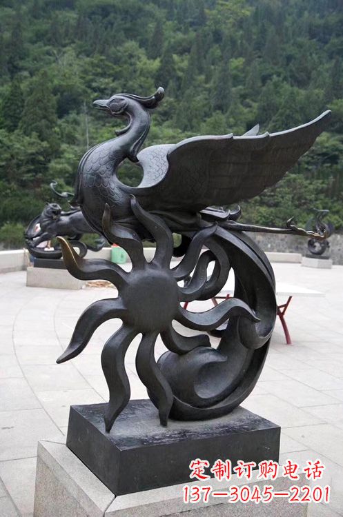 安阳公园广场天之四灵朱雀神鸟铜雕摆件