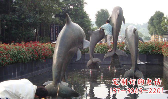 安阳公园海豚动物铜雕