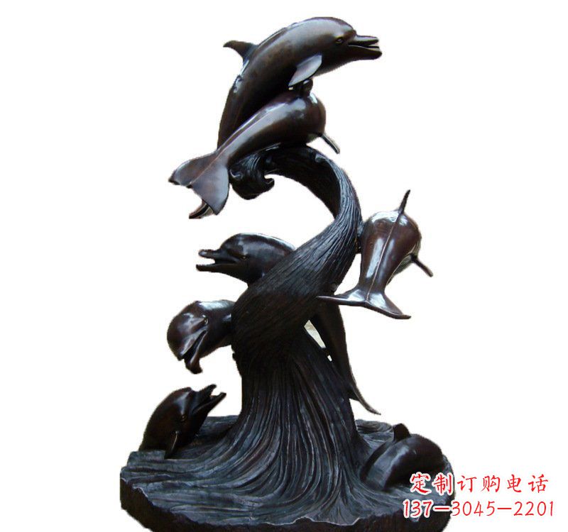 安阳公园海豚喷泉铜雕