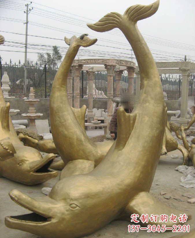 安阳公园海豚铜雕