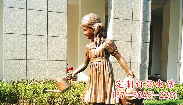 安阳可爱的公园小女孩铜雕