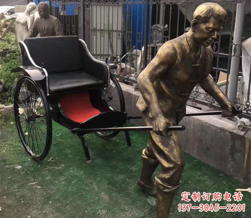 安阳精美铜雕车夫人物雕塑