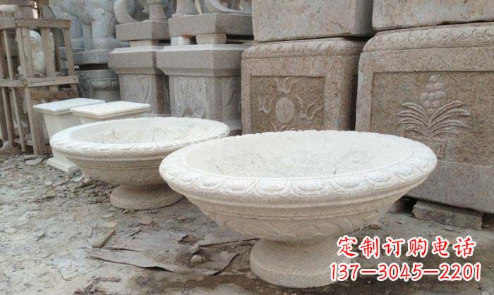 安阳细腻雅致的大理石花盆石雕