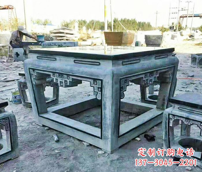 安阳雕塑艺术方形石桌凳