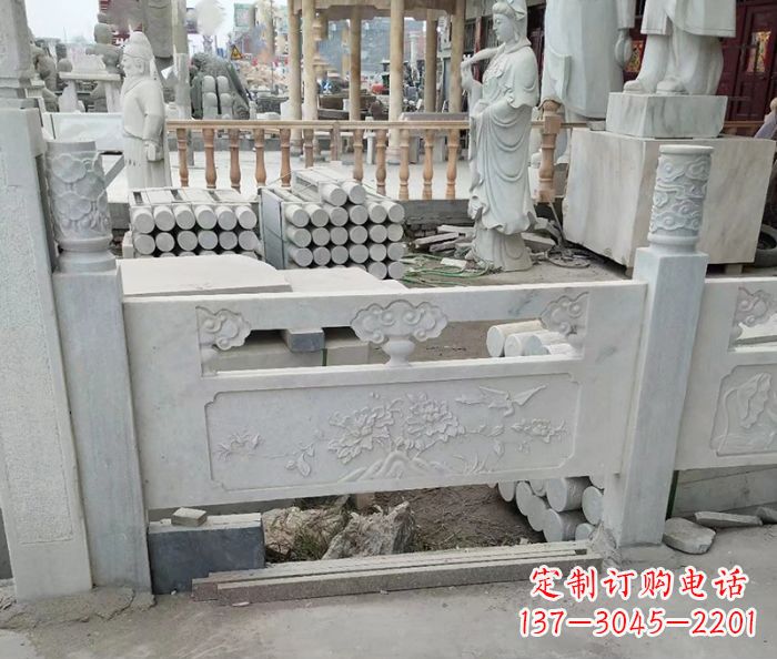 安阳汉白玉牡丹花浮雕石栏板雕塑