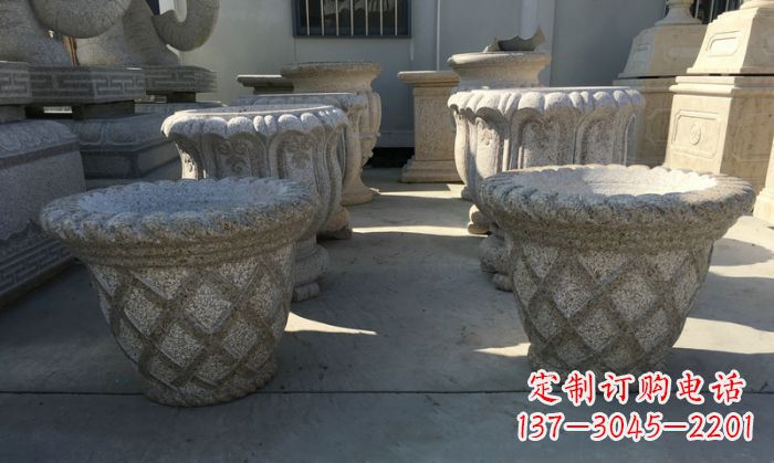 安阳花篮式花盆石雕
