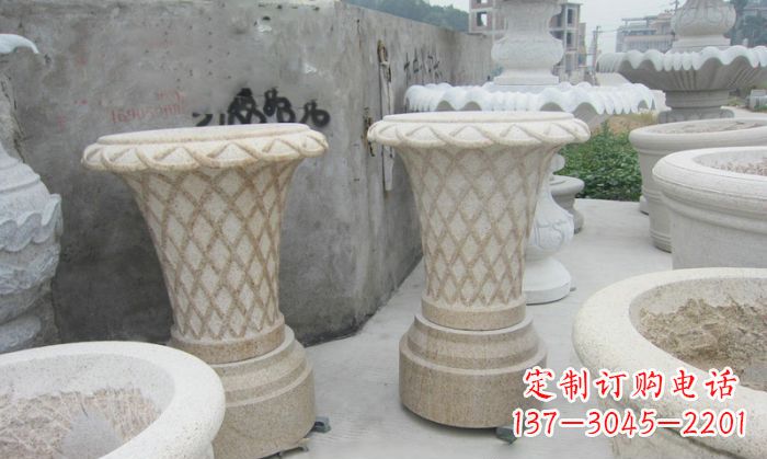安阳花篮式石雕镂空花盆