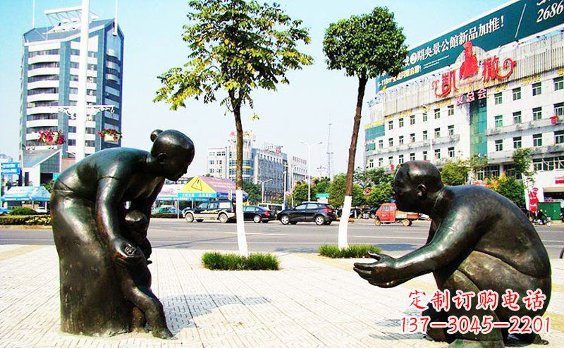 安阳铜质小孩学走路雕塑
