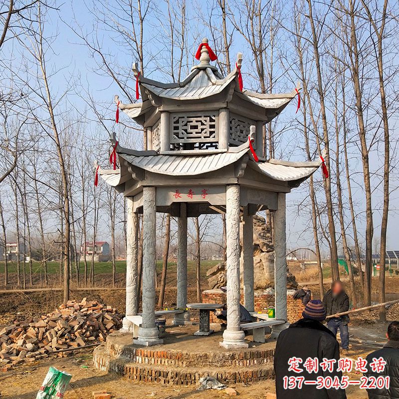 安阳和谐统一的双层石雕凉亭