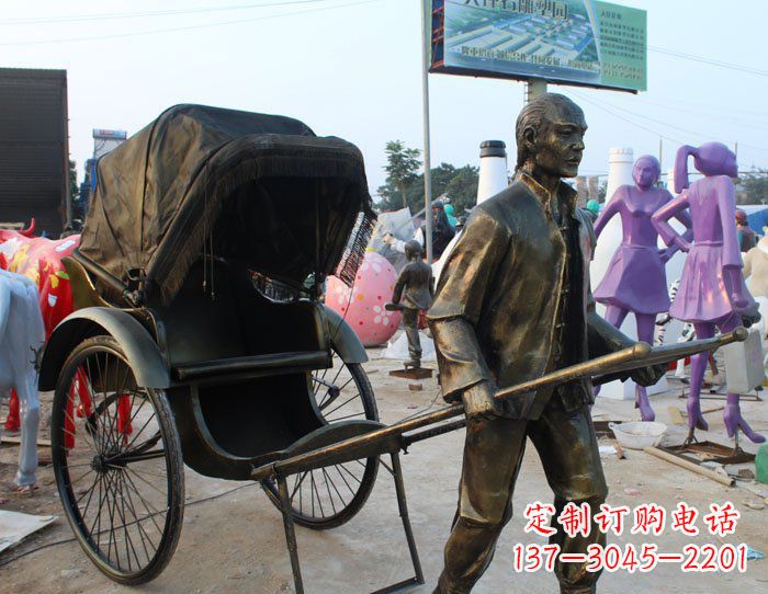 安阳精致可爱的黄包车铜雕