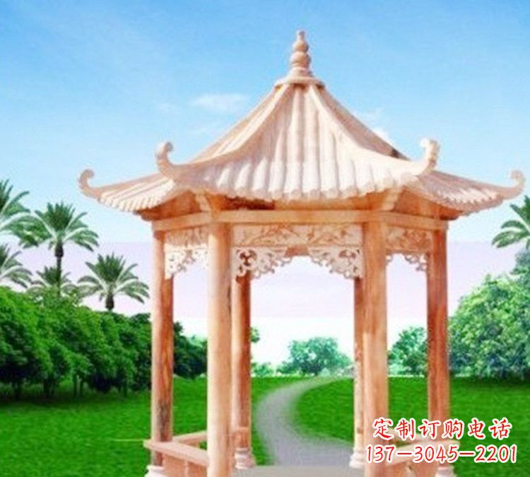 安阳艺术精美的六角凉亭石雕