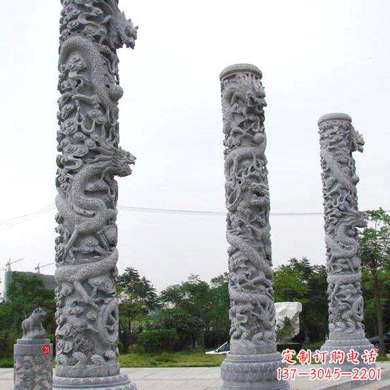 安阳精美的公园景观龙柱雕塑
