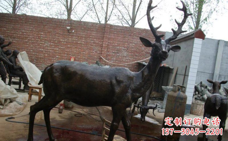 安阳精美梅花鹿铜雕,施展艺术之美
