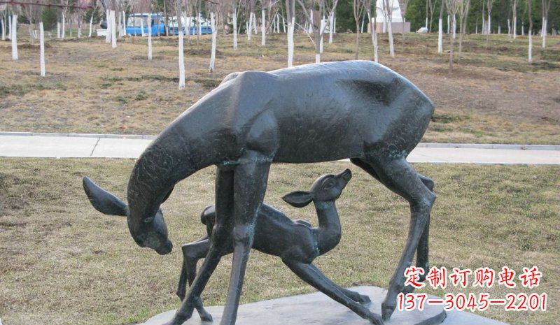 安阳高档铜雕动物母子鹿