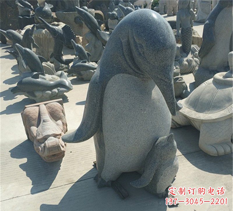 安阳爱永恒之石雕——公园母子企鹅石雕
