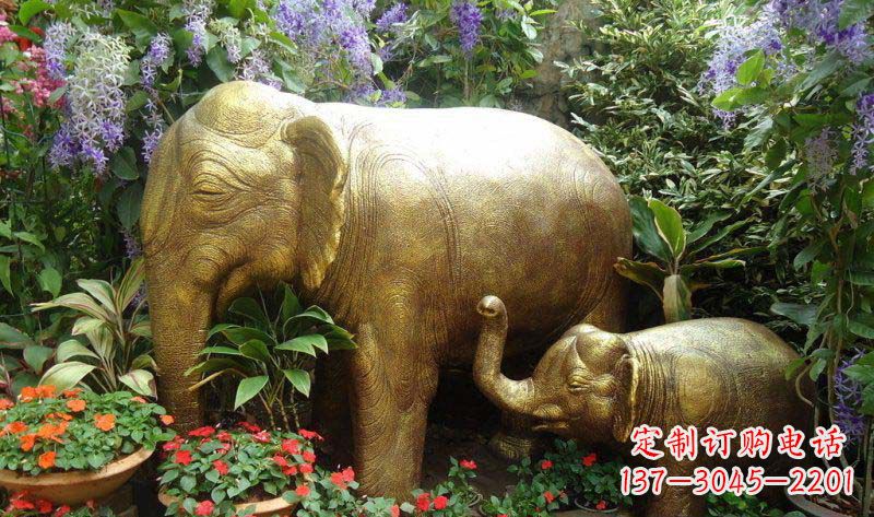 安阳铜雕母子象艺术雕塑