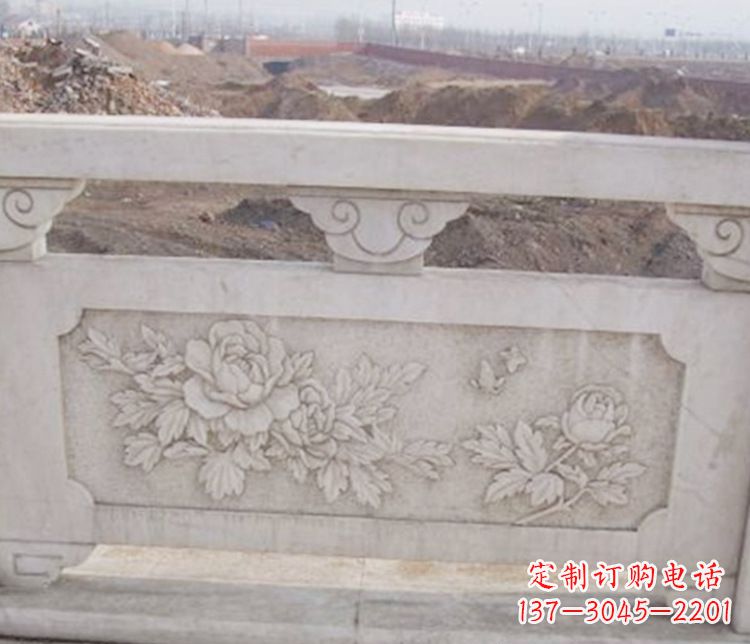 安阳牡丹花浮雕石栏板景观雕塑
