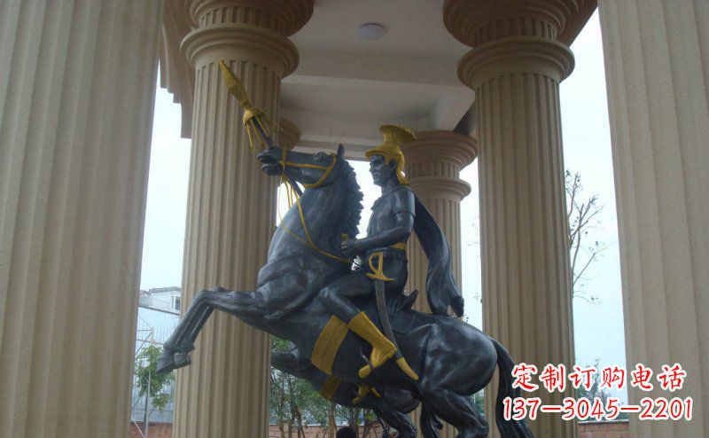 安阳公园骑马的罗马士兵人物铜雕