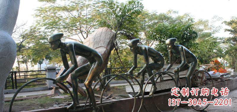 安阳精致铜雕自行车景观雕塑