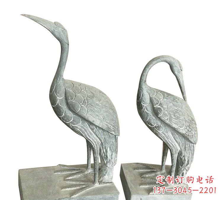 安阳完美纯手工雕刻青石仿古丹顶鹤石雕