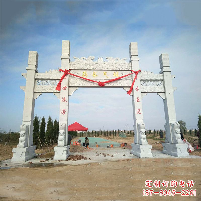 安阳中领雕塑专业定制公园三间四柱牌坊雕塑