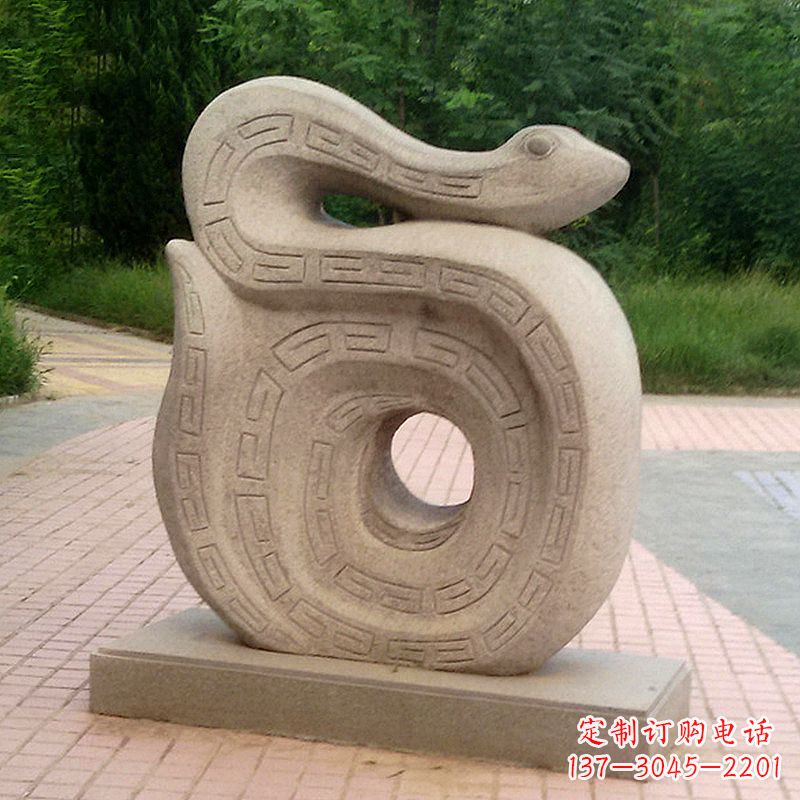 安阳砂岩动物蛇雕塑