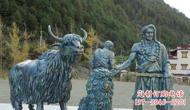 安阳中领雕塑定制牦牛景观铜雕
