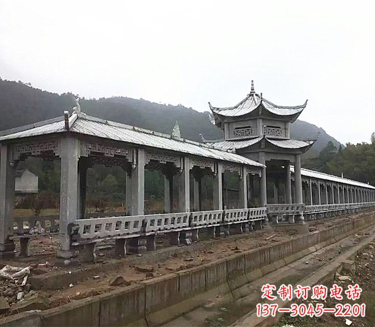 安阳中领雕塑定制精美的公园石雕亭子长廊