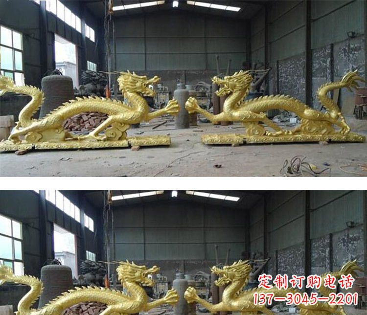 安阳古典传统双龙戏珠铜雕塑