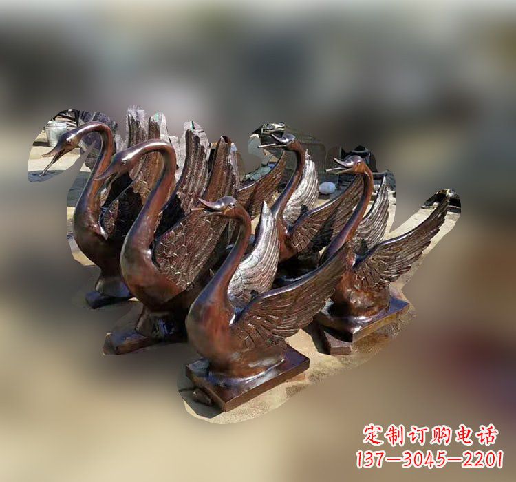 安阳优雅美丽的铜雕天鹅塑料