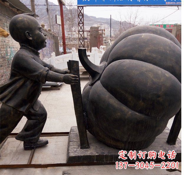 安阳精致男孩铜雕