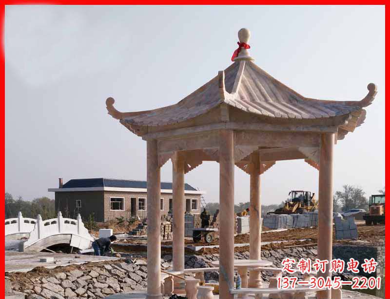 安阳红六角石凉亭雕塑