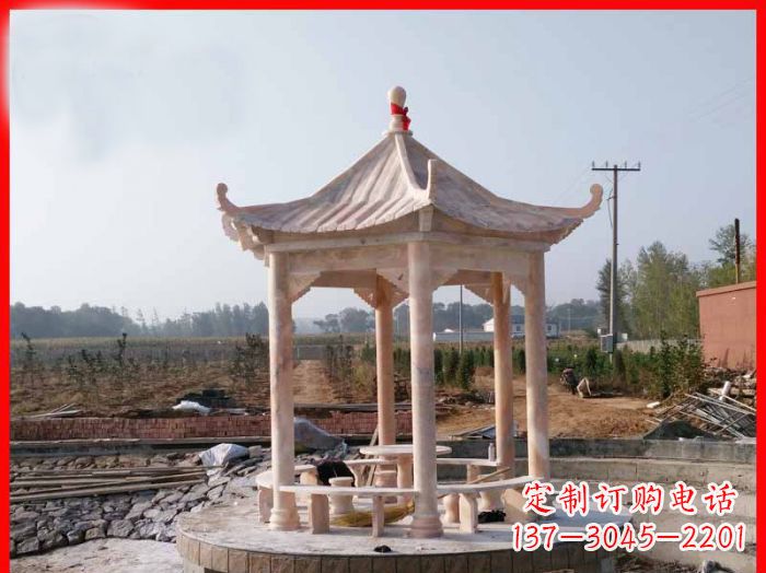 安阳享受晚霞红,迎接舒适凉亭雕塑