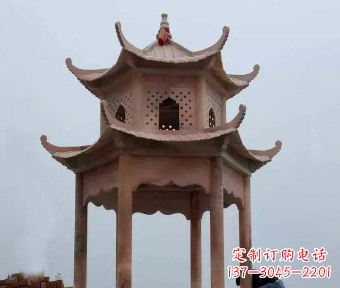 安阳中领雕塑双层六角石雕凉亭