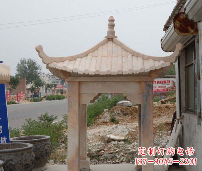 安阳晚霞红四角凉亭雕塑