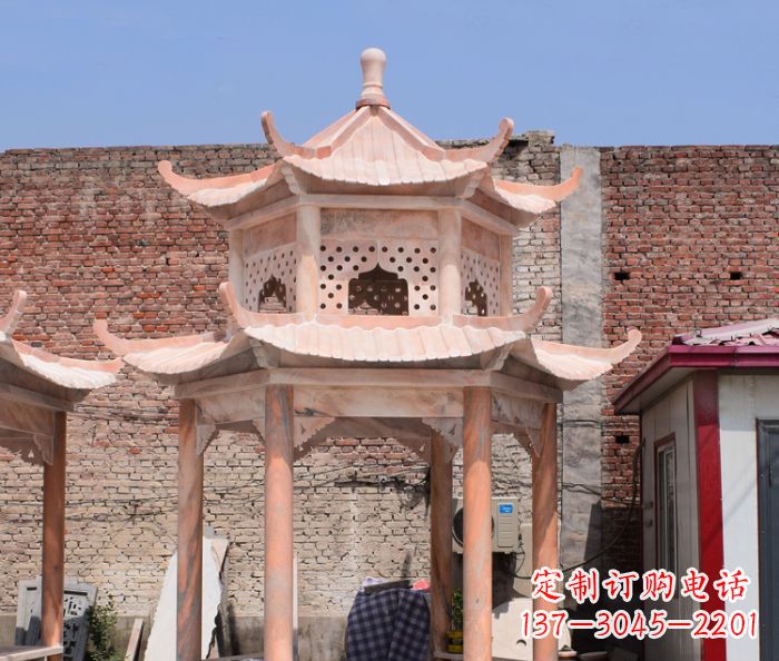 安阳中领雕塑精致双层石头凉亭雕塑