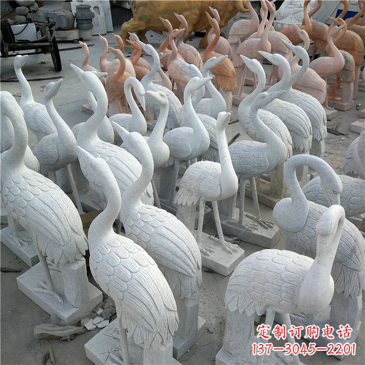 安阳风格独特的仙鹤石雕摆件