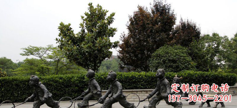 安阳精美推铁圈小品铜雕,让小孩更加可爱