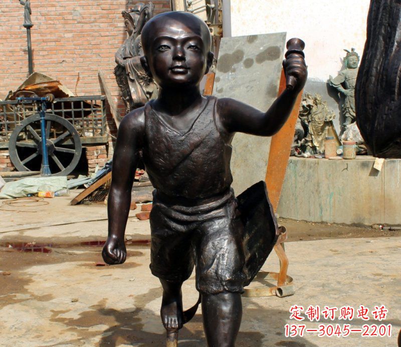 安阳打造完美的小孩铜雕,让童趣活跃