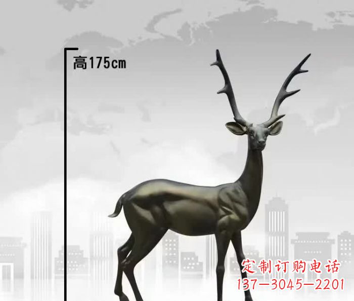 安阳精致优雅的铜制公园小鹿雕塑