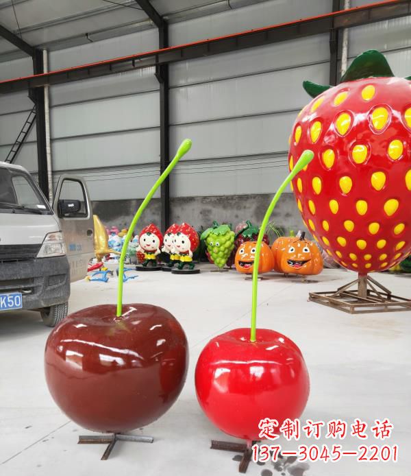 安阳领雕塑玻璃钢仿真樱桃水果雕塑