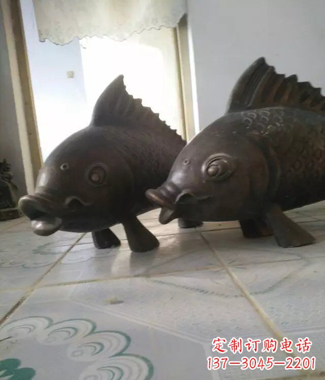 安阳公园小鱼景观动物铜雕