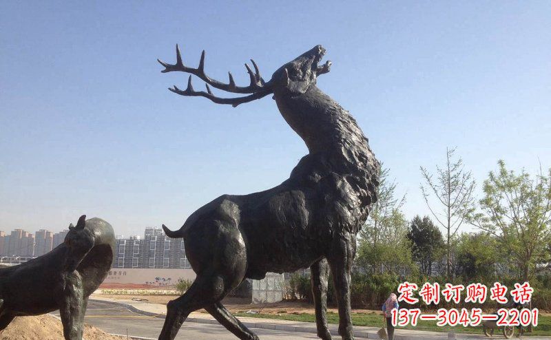 安阳驯鹿精美铜雕