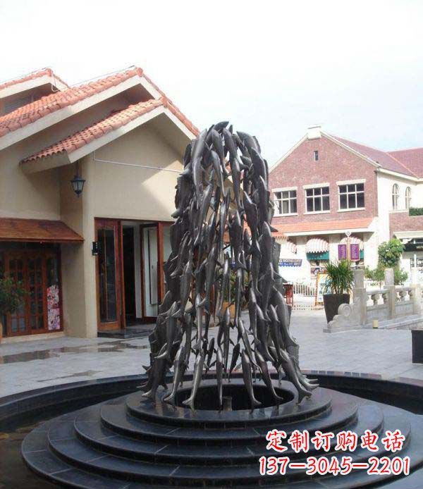 安阳欢乐鱼群,喷泉铜雕