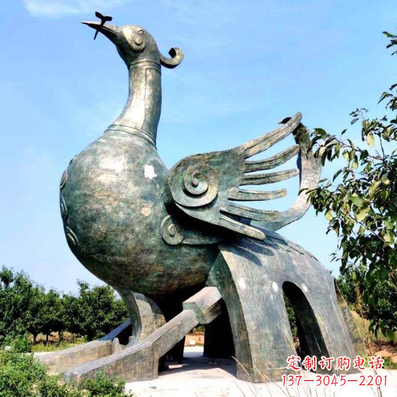 安阳公园园林朱雀铜雕景观雕塑