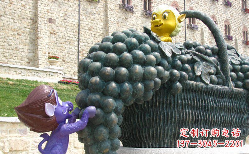 安阳精致雕刻,定制葡萄花篮雕塑